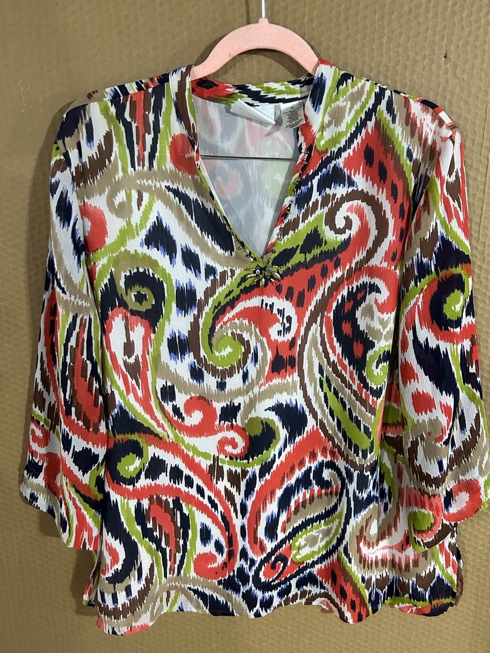 Women's Multicolor Paisley Print V-Neck Blouse